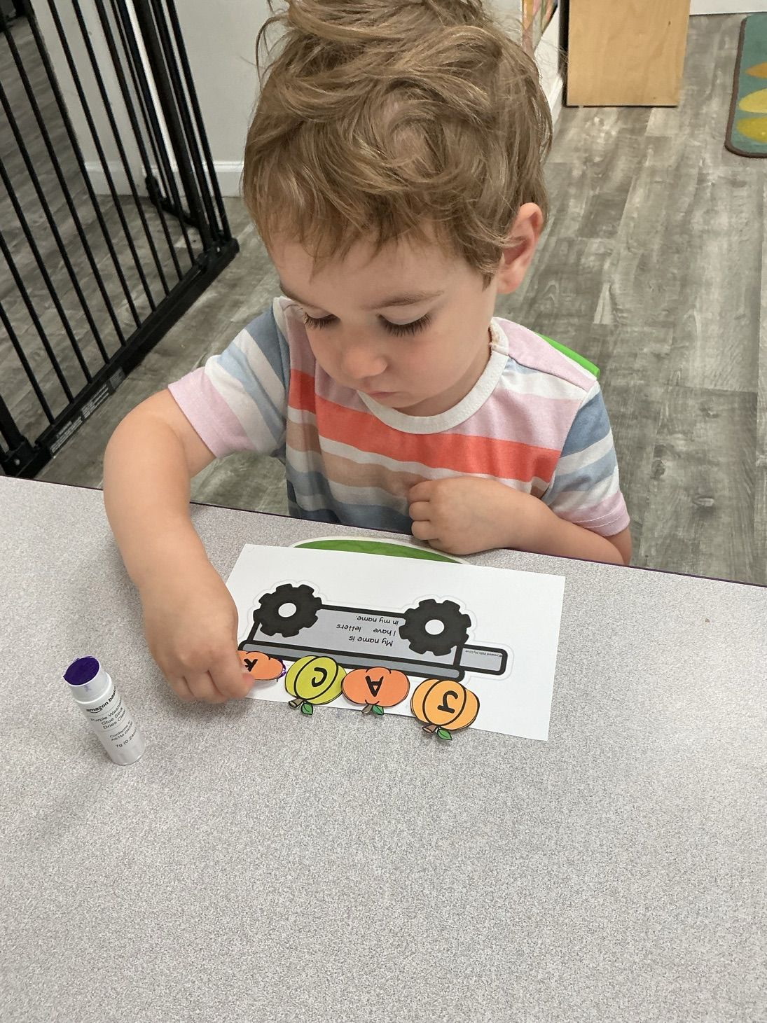 A child working on a hands-on matching activity